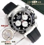 Rolex Daytona Replica with Black Dial Dandong 4131 Movement OXJ29092 Black Dial Rubber Strap Watch